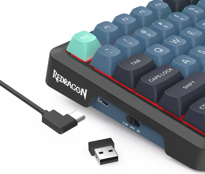 Redragon Behemoth K724 Pro Wireless, Dark Jade, LEDs RGB, Mint Mambo, USB/Bluetooth, US