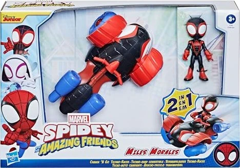 Hasbro Marvel Spidey and His Amazing Friends - Verwandelbarer Techno-Racer und Miles Morales