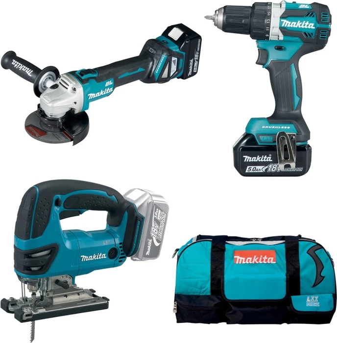 Makita DLX3152TX1 Combo Kit Akku-Maschinenset inkl. Tasche + 2 Akkus 5.0Ah