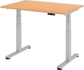 Hammerbacher Ergonomic Aktiv XDSM12/6/S elektrisch höhenverstellbarer Sitz-Steh-Schreibtisch 120x80cm Buche/silber