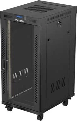 Lanberg 19" Rackschrank 24HE, LCD, freistehend, Flat Pack, V2, Gitternetztür, IP20, RAL 9004, 800mm tief