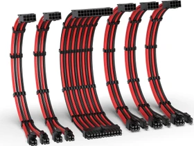 EZDIY-FAB Cable Extension Kit, 1x 24-Pin, 2x 4/8-Pin ATX, 3x 8-Pin PCIe, 16AWG, schwarz/rot
