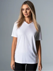 trigema V-Shirt Coolmax Funktionsshirt kurzarm weiß
