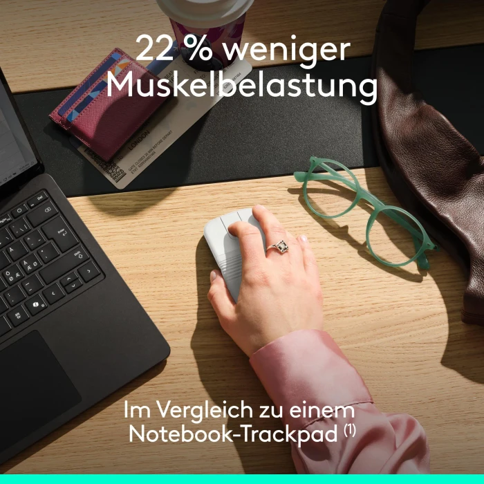 Logitech Mobi Fold Ultra-portable Wireless Mouse Off-White, weiß/grau, Logi Bolt, USB/Bluetooth