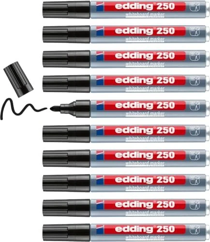 edding 250 Whiteboardmarker schwarz, 10er-Pack