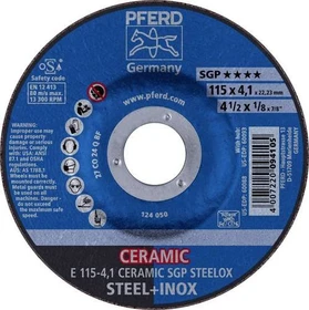 Pferd E 115-4.1 CERAMIC SGP STEELOX Schleifscheibe, 115x4.1x22.23mm, 10 Stück