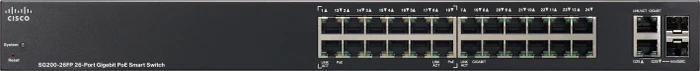 Cisco SG200 Rackmount Gigabit Smart Switch, 24x RJ-45, 2x RJ-45/SFP, 180W PoE