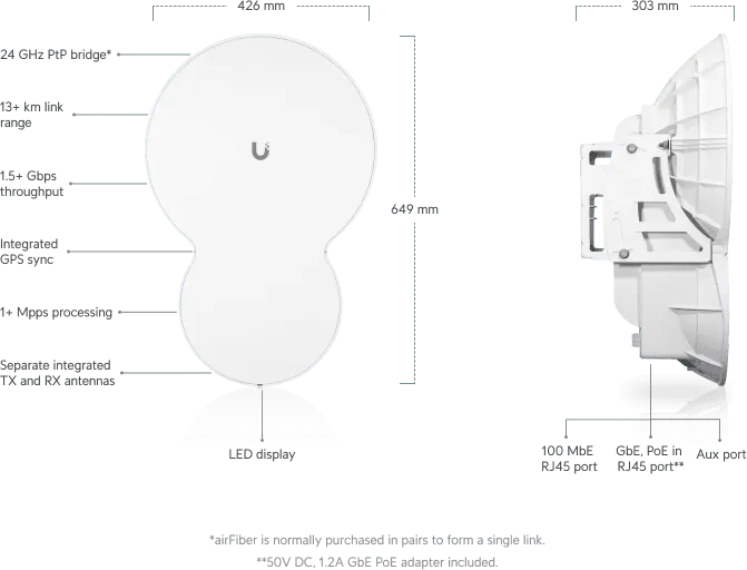 Ubiquiti airFiber AF24, 24GHz, 1400Mbps