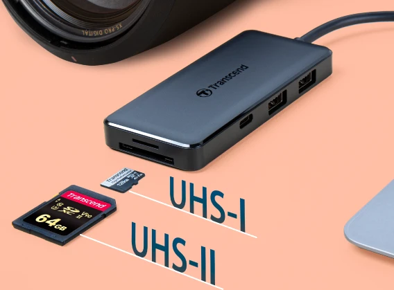 Transcend HUB5C, USB-Hub Dual-Slot-Cardreader, schwarz, USB-C 3.1 [Stecker]