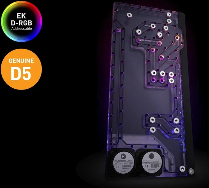 EK Water Blocks Quantum Line EK-Quantum Reflection Obsidian 1000D D5 PWM D-RGB, Verteilerplatte mit Pumpe, Acryl