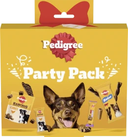 Pedigree Party Pack 4 Varietäten Ranchos Cubes Huhn, Ranchos Superfoods Huhn, Jumbone Rind & Geflügel, Rodeo Rind, 241g