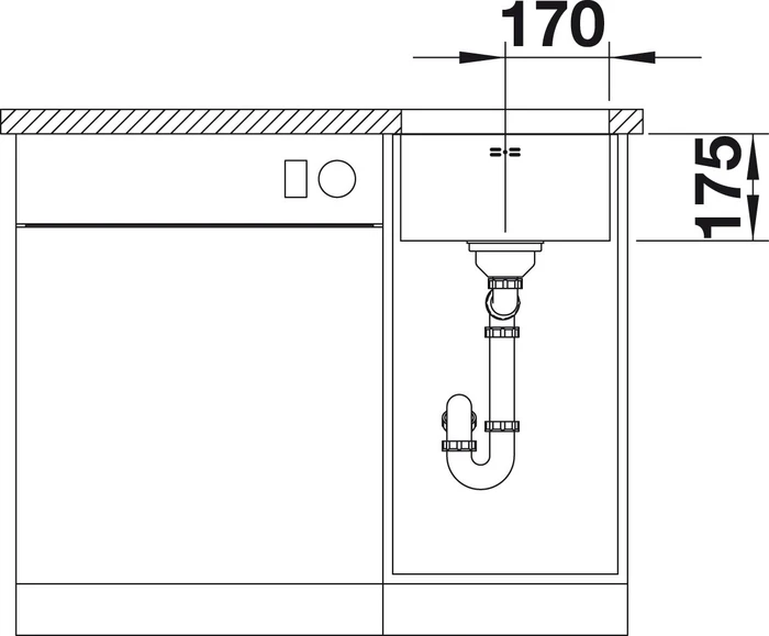 Blanco Supra 340-U Unterbau Becken mittig edelstahl (518199) – Bild 3 von 5