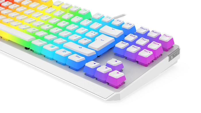 Endorfy SilentiumPC SPC Gear GK630K, PBT, LEDs RGB, Onyx White Tournament, Kailh BROWN, USB, DE
