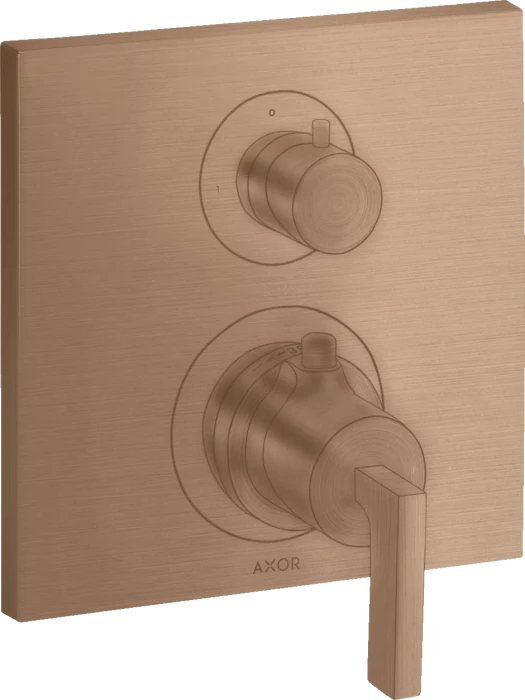 Hansgrohe Axor Citterio Thermostat mit Absperrventil und Hebelgriff brushed red gold
