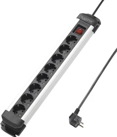 Sygonix Steckdosenleiste mit Schalter, 8-fach, 1.4m, schwarz/silber