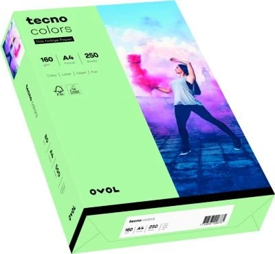 inapa tecno colors Universalpapier mittelgrün, A4, 160g/m², 250 Blatt