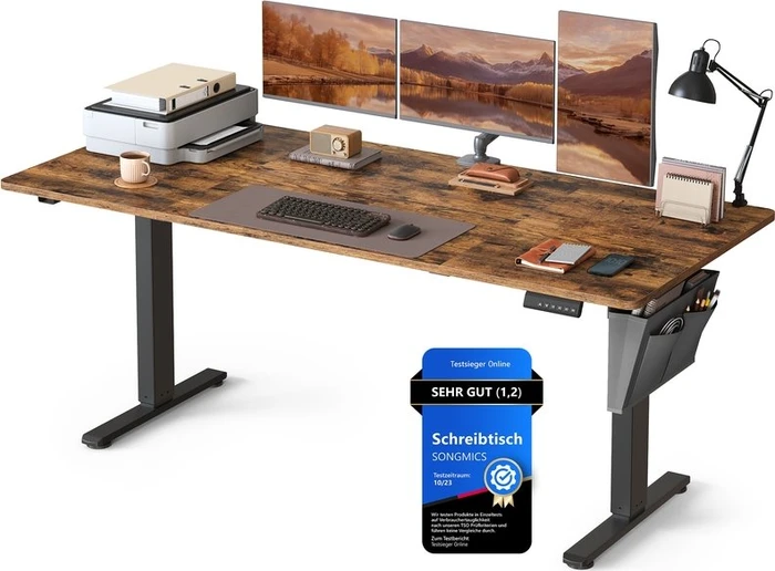 Songmics elektrisch höhenverstellbarer Sitz-Steh-Schreibtisch 180x80cm braun/schwarz