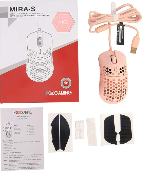 HK Gaming Mira-S Gaming Mouse Rose Quarz rosa, USB