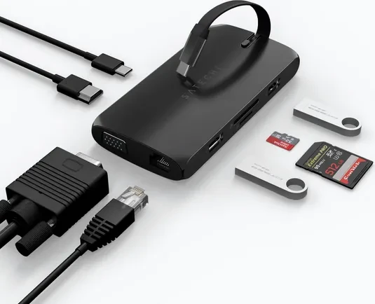 Satechi USB-C On-the-Go Multi-Port Adapter, schwarz, USB-C 3.0 [Buchse]