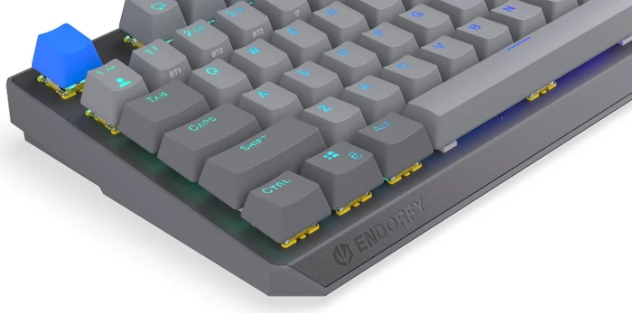 Endorfy Thock V2 Wireless, PBT, grau, LEDs RGB, hot-swap, Endorfy YELLOW, USB/Bluetooth, US