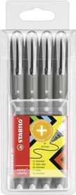 STABILO worker+ colorful Medium Tintenroller (Mine) schwarz/weiß, 4er-Pack, Etui