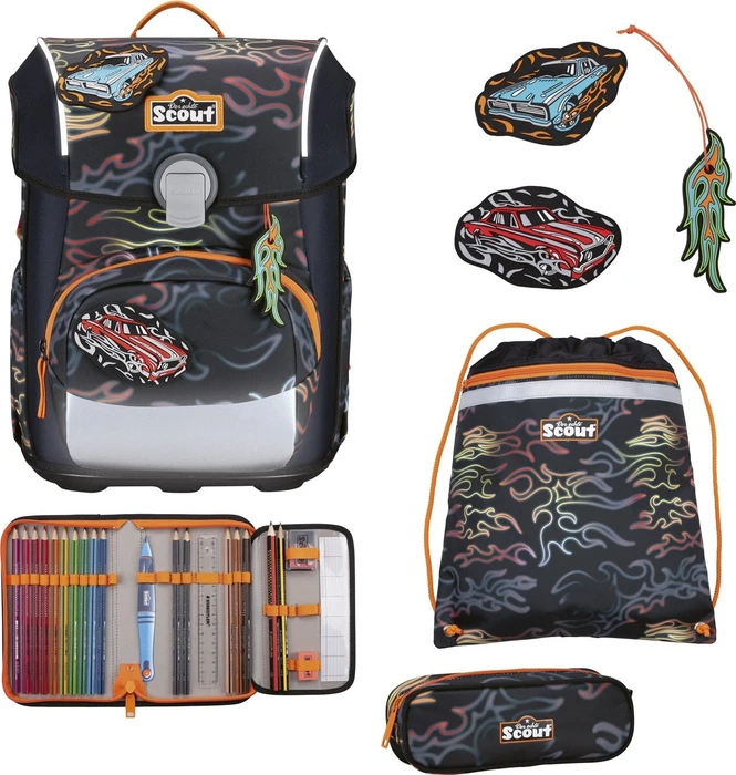 Scout Neo Safety Light Flames Schultaschen-Set, 4-tlg.