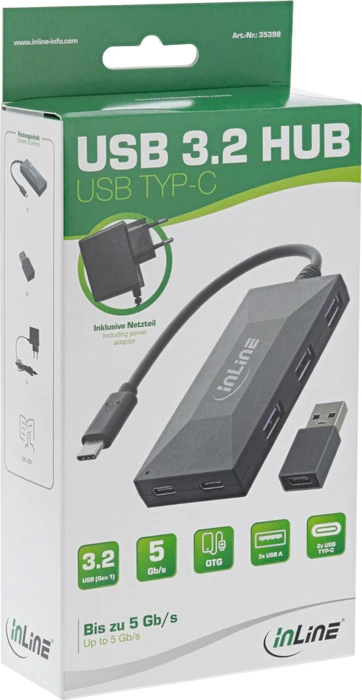 InLine USB-Typ C Hub, mit Netzteil, USB-C 3.0 [Stecker]