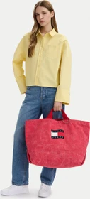 Tommy Hilfiger Wavy Flag Canvas Tote Shopper carnation coral