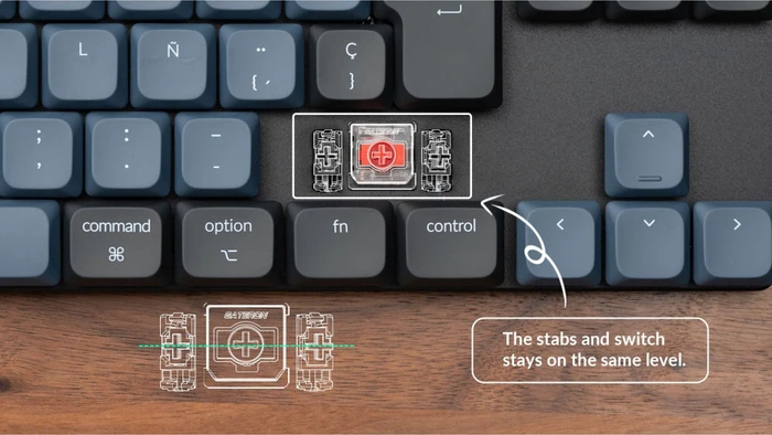 Keychron K1 Pro, schwarz/blau, LEDs RGB, hot-swap, Gateron LOW PROFILE 2.0 RED, USB/Bluetooth, DE