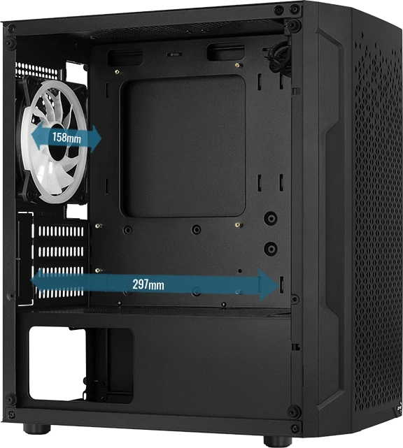 AeroCool Trinity Mini, Lüfter LED RGB, Glasfenster