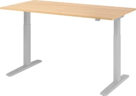 Hammerbacher Ergonomic Aktiv XMKA16 elektrisch höhenverstellbarer Sitz-Steh-Schreibtisch 160x80cm Eiche/silber