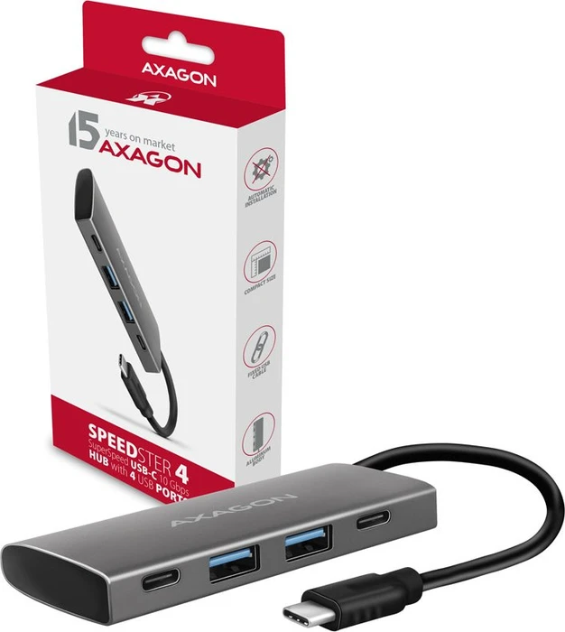 Axagon Speedster 4, USB-Hub, 2x USB-C 3.1, 2x USB-A 3.1, USB-C 3.1 [Stecker]