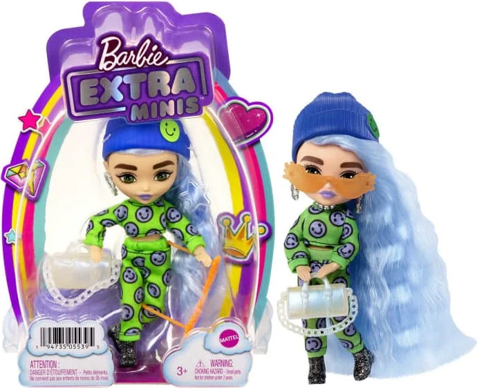Mattel Barbie - Extra Minis Puppe trägt 2-teilige Mode mit Emoji-Druck