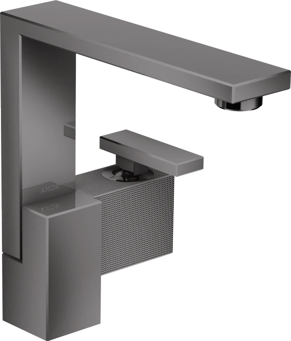 Hansgrohe AXOR Edge Einhebel-Waschtischmischer 190 mit Push-Open Ablaufgarnitur diamantschliff polished black chrome