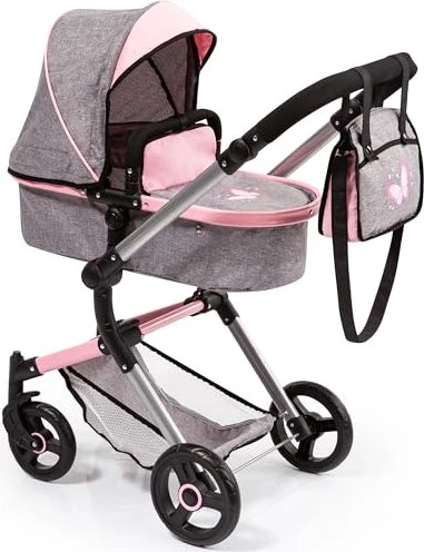 Bayer Design Kombi-Puppenwagen Vario Schmetterling rosa/grau
