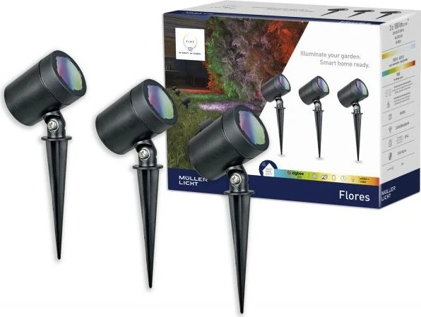 Müller Licht tint Flores white+color LED Gartenspot, 3 Stück