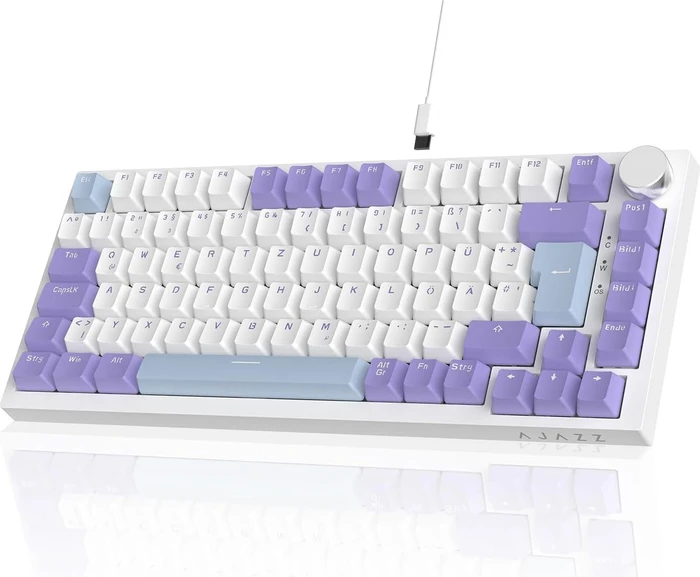 Ajazz AK820, White Purple, LEDs RGB, hot-swap, Ajazz Sea Salt, USB, DE