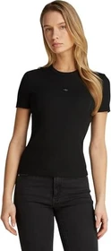 Calvin Klein Woven Label Rib Slim Fit T-Shirt kurzarm ck black (Damen)