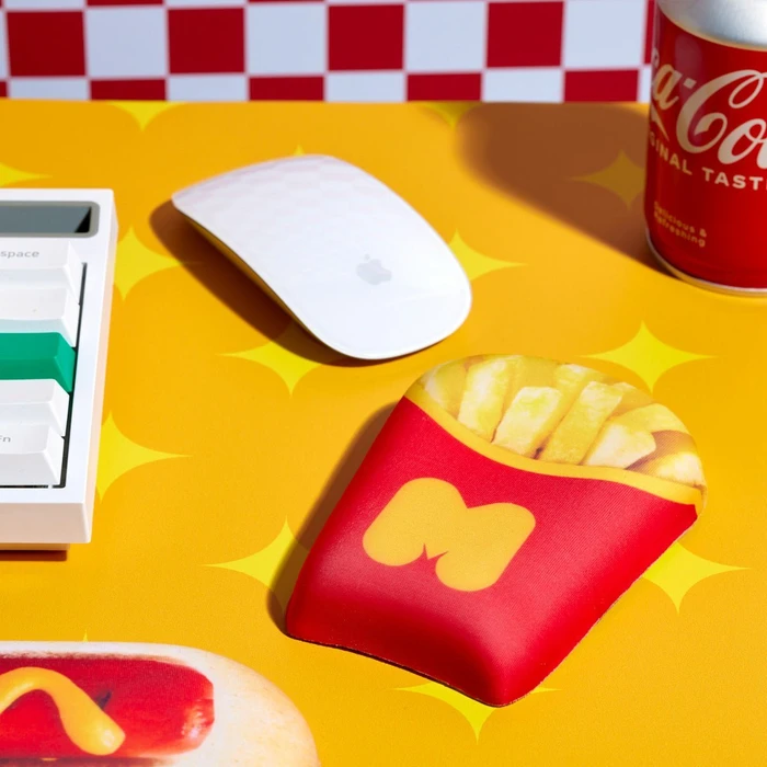 Mustard French Fries Mouse Rest, Handballenauflage (Maus), rot/gelb