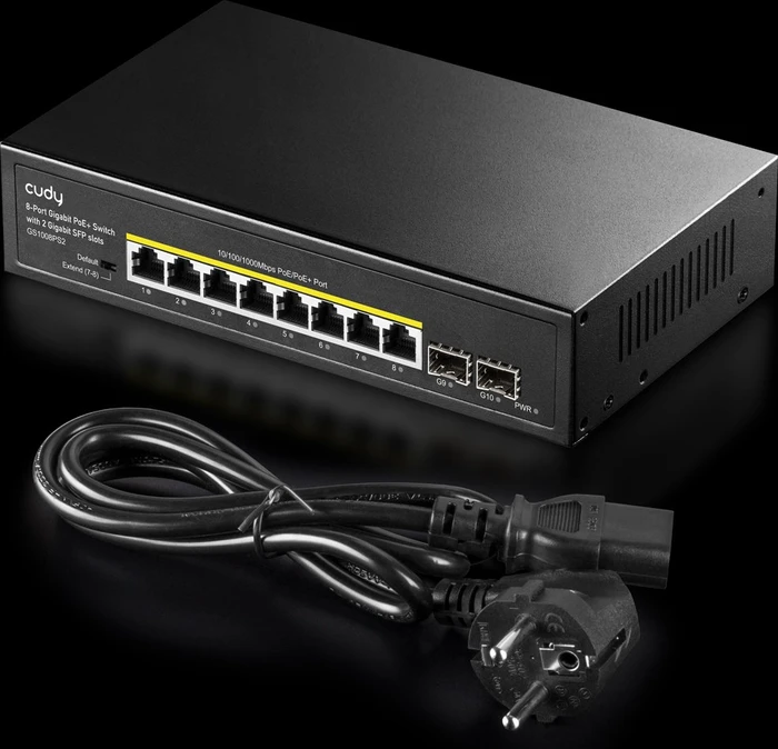 Cudy GS100 Series Rackmount Gigabit Switch, 8x RJ-45, 2x SFP, PoE+