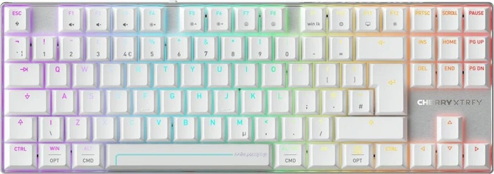 Cherry XTRFY MX 8.2 Pro TMR Wireless, weiß/silber, MK Crystal Magnetic, USB/Bluetooth, UK