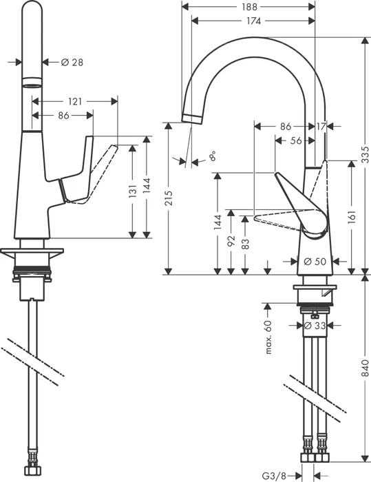 Hansgrohe Talis M51 220 1jet chrom