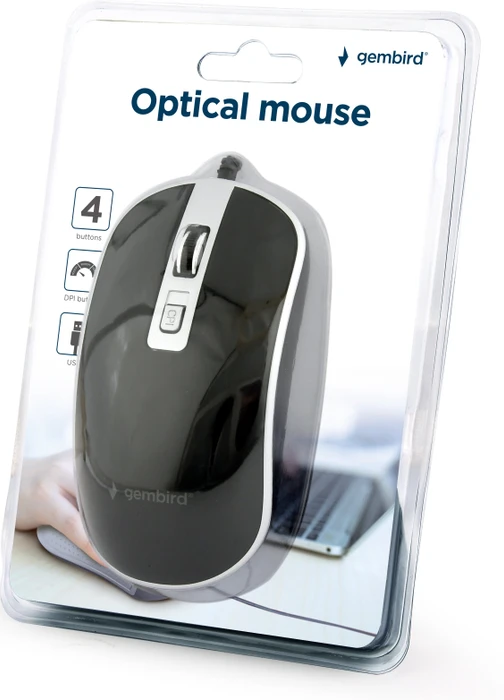 Gembird Optical Mouse 4B-06 schwarz/silber, USB