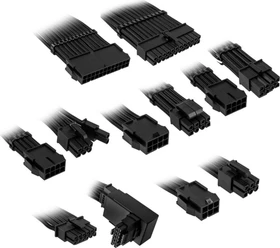 Kolink Core Pro Braided Cable Extension Kit 12V-2x6, Typ 1, Sense-Pins an der Oberseite, Jet Black (COREPRO-EK-12VT1-BLK)