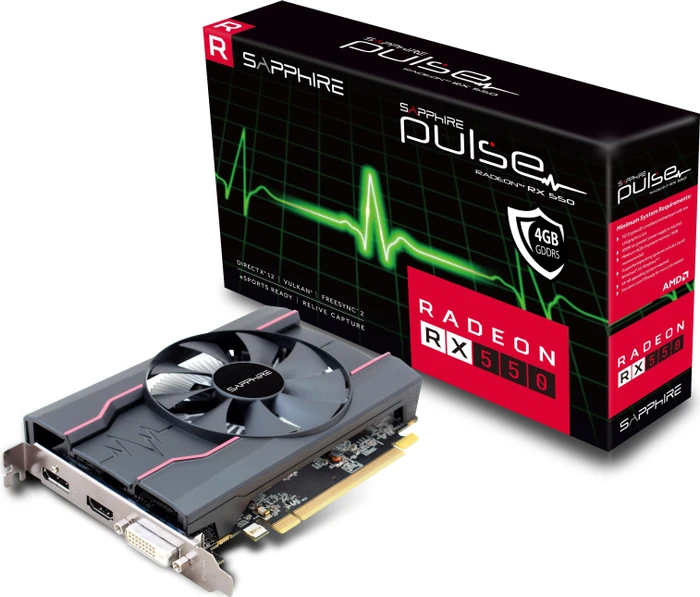 Sapphire Pulse Radeon RX 550 4G G5 [Lexa PRO], 4GB GDDR5, DVI, HDMI, DP, lite retail