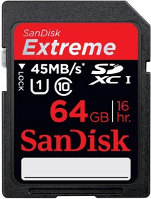 SanDisk Extreme HD Video R45/W45 64GB, UHS-I, Class 10