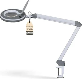 Lumeno LED Lupenleuchte 8213, 3 Dioptrien, 1,75x, mit Tischklemme weiß/grau