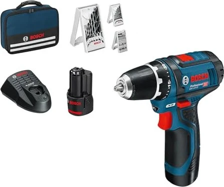 Bosch Professional GSR 12V-15 Akku-Bohrschrauber inkl. Tasche + 2 Akkus 2.0Ah + Zubehör