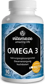 Vitamaze Omega 3 1.000mg Fischöl hochdosiert Kapseln, 90 Stück