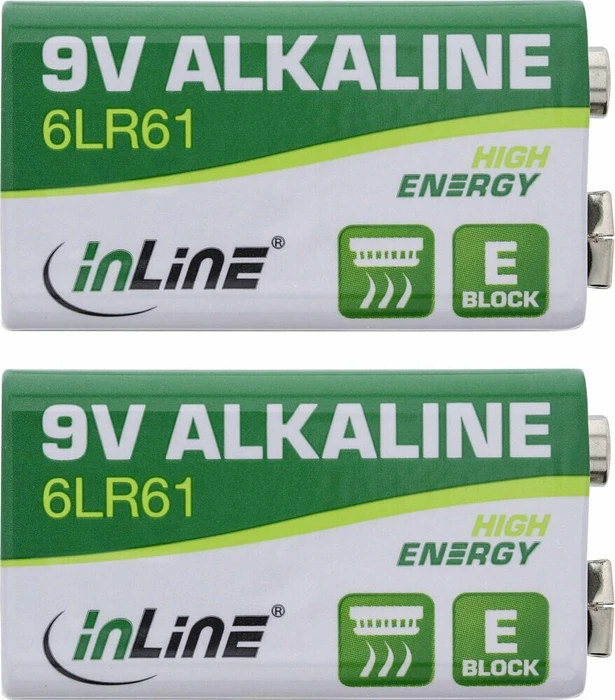 InLine Alkaline High Energy 9V-Block, 2er-Pack (01299) – Bild 2 von 3